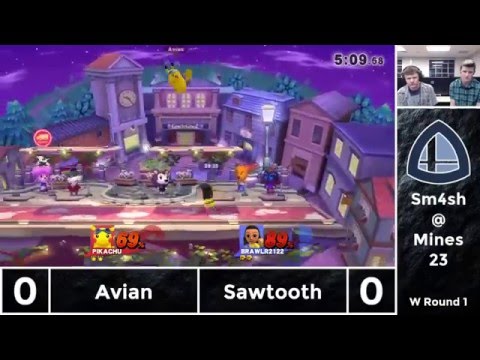 Sm4sh@Mines 23 - Avian (Pikachu) Vs. Sawtooth (Mii Brawler) - Winners Round 1