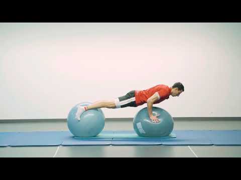 Liegestütz auf zwei Gymnastikbällen - Level 12