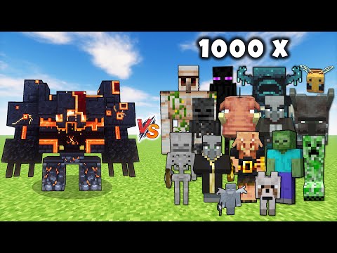 NETHERITE MONSTROSITY vs 1000 of all Minecraft Mobs - Netherite Monstrosity vs all Mobs Army 1v1000