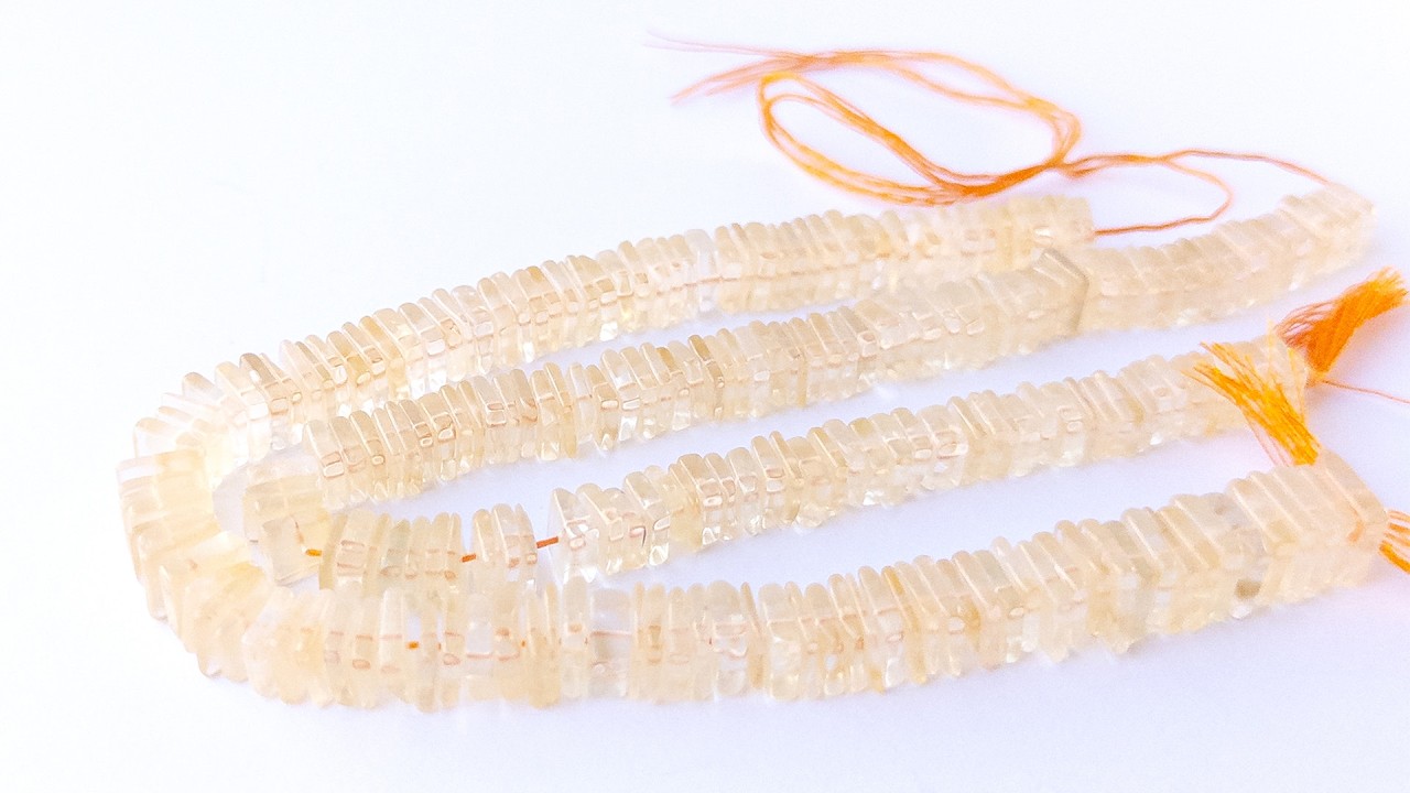 Citrine | Square Heishi | Various 6.5-9mm Bead Size | 20cm Strand Length video