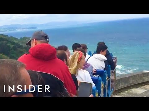 Roller Coaster Goes Over The Atlantic Ocean Video
