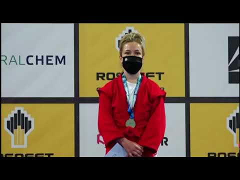 Anthem of Ukraine (2021 European Sambo Championships, women's 50 kg, Mariia Buiok)