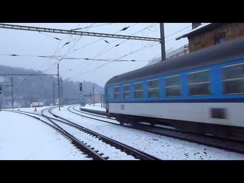 ČD 163.091 - Příjezd vlaku Os 6879 - Ústí nad Labem hl.n., 23.1.2013