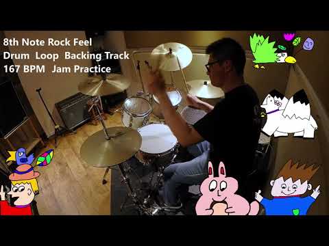 8th Note Rock Feel drum Loop  167 BPM