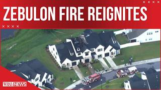 Sky 5 aerial video: Fire rekindles in Zebulon