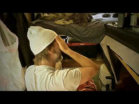 Thumbnail from the video 'The #1 Worst Thing about Van Life,' Layng searching through his van for missing water shoes.