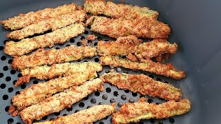 GameDay Air Fryer Zucchini Fries Almond Flour Keto Low Carb Recipe Oster Airfryer G Hughes BBQ sauce