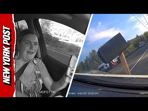 Dashcam Catches Woman Crash Rental Car While Texting