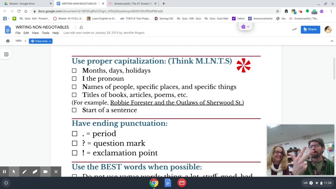 Cortez Writing Non-Negotiables