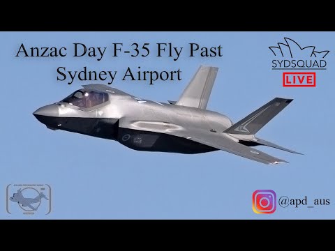 [4K/60] RAAF F35 Anzac Day Fly Past 2024 @ Sydney Airport! SydSquad Live Plane Spotting