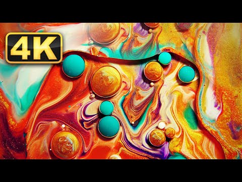 Abstract Liquid Paint in Macro! 1 Hour 4K Relaxing Screensaver for Meditation. Relaxing Music Fluids