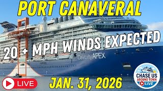 LIVE: Watching the Cruise Ships Leaving Port Canaveral LIVE! WIND ADVISORY