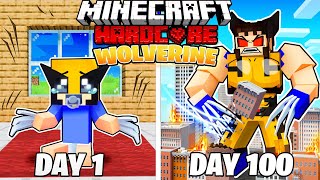 I Survived 100 DAYS as WOLVERINE in HARDCORE Minecraft Mp4 3GP & Mp3