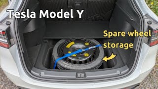 Fitting spare wheel (space saver) under the boot floor in a Tesla Model Y