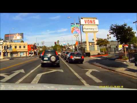 Driving Sunset Boulevard, Los Angeles, California