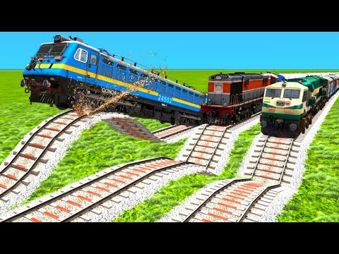 3️⃣ HIGH SPEED TRAINS VS 2 RISKY TRACKS & MASSIVE SPEED BREAKER|Railroad Crossing|Train Simulator|
