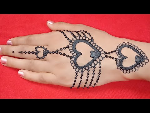 Heart Shape Jewellery Mehndi Designs ll jewellery Mehndi Design For Back Hand ll Easy Mehendi Design Video