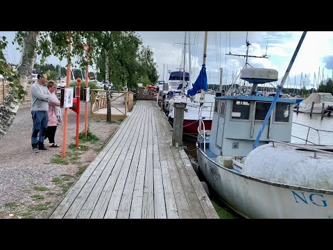 Sweden Small Town Walk:Trosa river and harbor. Picturesque former fishing village
