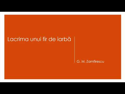 Lacrima unui fir de iarba de G  M  Zamfirescu
