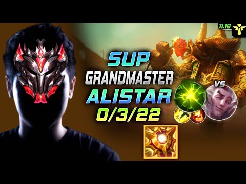 GrandMaster Alistar Support vs Rakan - 천상계 서폿 알리스타 템트리 룬 솔라리 여진 アリスター Алистар 牛头酋长 - LOL KR 11.16