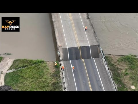 Drone video shows collapse of FM 787 over the Trinity Bridge in Liberty Co.