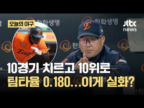 안 맞아도 너무 안 맞네...'10경기만 10위' 한화, 왜 안 풀릴까? 타격 부진 탓?