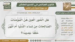 صورة [972- 4717] هل الحور العين هنَّ الصالحات من نساء الدنيا؟ - الشيخ صالح الفوزان