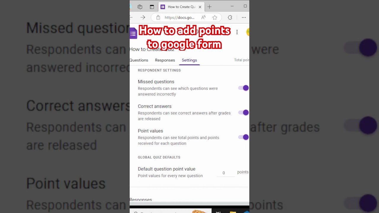 How to add questions specifying answers & points to google forms