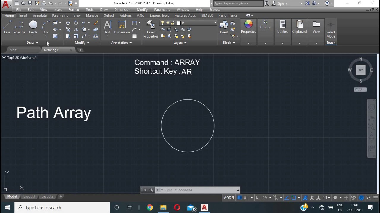 HOW TO USE ARRAY COMMAND AUTOCAD IN TAMIL |  Rectangular Array | Polar Array | Path Array |