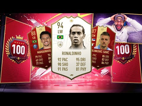 OMG I PACKED RONALDINHO & TOP 100 REWARDS! FIFA 19 Ultimate Team RTG