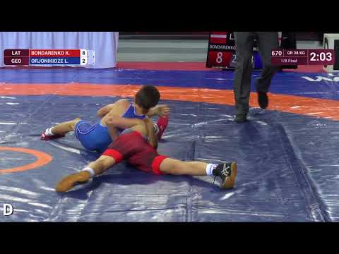 1/8 GR - 38 kg: K. BONDARENKO (LAT) v. L. ORJONIKIDZE (GEO)