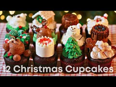 12 CHRISTMAS CUPCAKES 🧁🎄 - Fun Buttercream Decorating Ideas
