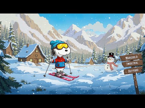 Snoopy Cozy Ski Day ❄️ Snowy Cabin, Mountain Air & Quiet Winter Village · Chill Lofi [Study / Relax]