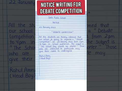Notice writing for Debate competition#noticewriting #noticeformat #shorts #short #youtubeshorts