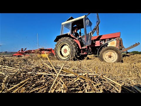 International IH Oldtimer mit Pöttiger Top 66 A beim Stroh schwaden!