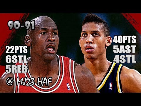 Michael Jordan vs Reggie Miller Highlights vs Pacers (1991.03.02)-62pts All,Miller Kicking MJ's ASS!