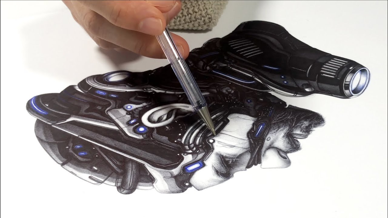 From Sketch to inking · Ballpoint pen full process drawing