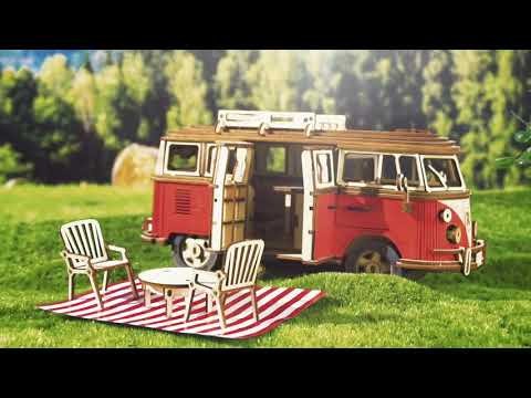 3D Camper Van Wooden Recreational Vehicle Puzzle Game Assembly Car Toy Gift for Children
