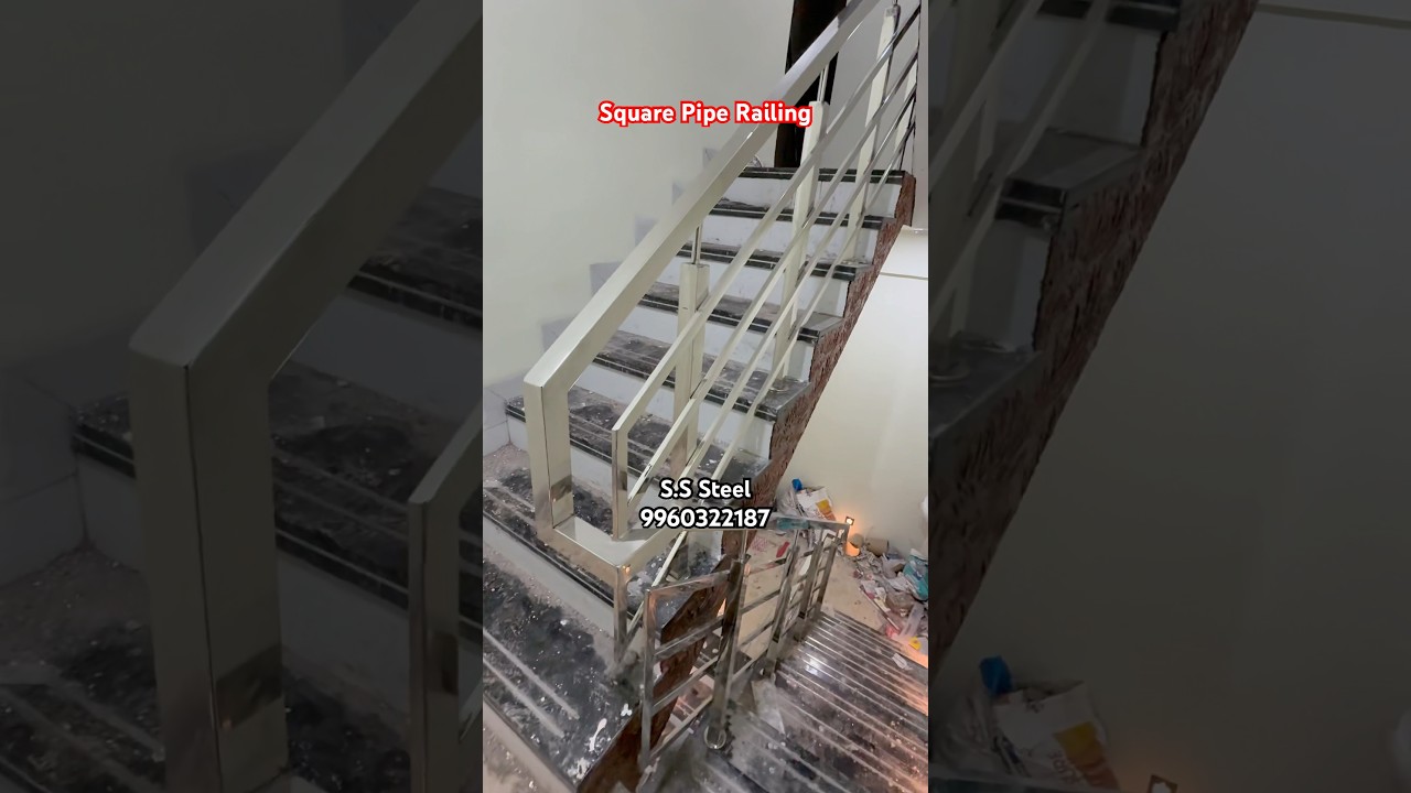 Trending Square Pipe Steel Railing | Staircase Trending Railing Design #aurangabad #ssrailing