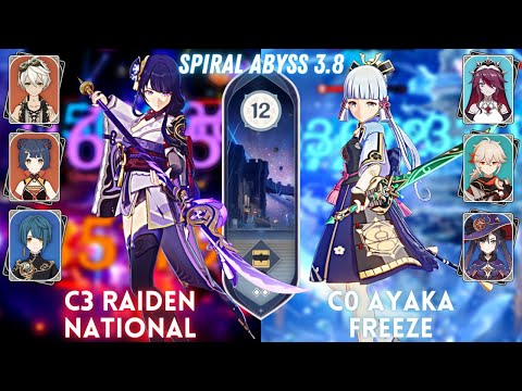 C3 Raiden National & C0 Ayaka Freeze | Spiral Abyss 3.8 Floor 12 - 9⭐