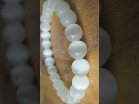 White gemstone natural selenite bead bracelet for balance an...