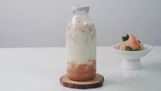흰 딸기 우유 만들기 Fresh White Strawberry Milk Recipe | 한세 HANSE