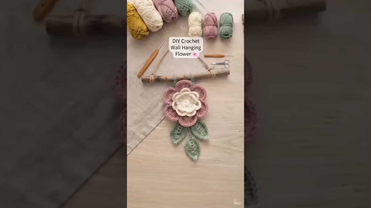 diy crochet wall hanging flower 🌸#shorts #viral #trending #crochet