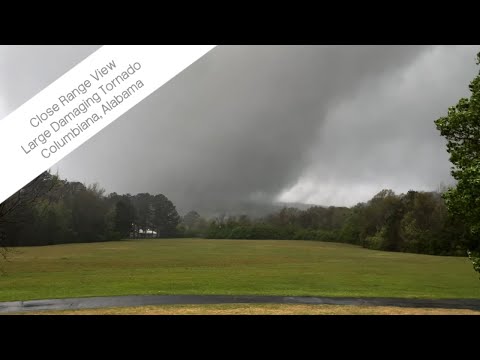 Insane Encounter - Close Range View with Large Damaging Tornado - Columbiana, Alabama