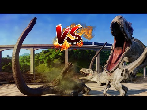 INDOMINUS REX Vs  HERBIVORE DINOSAURS - Jurassic World Evolution