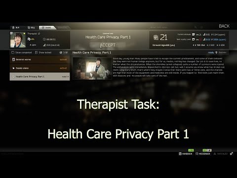 Escape From Tarkov 2018  ~  Therapist Task  ~  Health Care Privacy Part 1  ~  JJames.Info