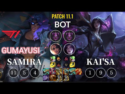 T1 Gumayusi Samira vs Kai'Sa Bot - KR Patch 11.1