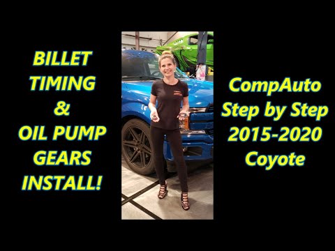 F150 Coyote 5.0 gets Billet Timing & Oil Pump Gears Installed before twin turbos. CompAuto