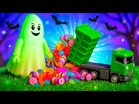 Un fantasma svegliato sporca e distrugge la città 👻🏙️💥! Le macchine di soccorso aiuteranno 🚒