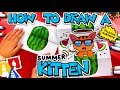How To Draw A Summer Kitten In A Watermelon